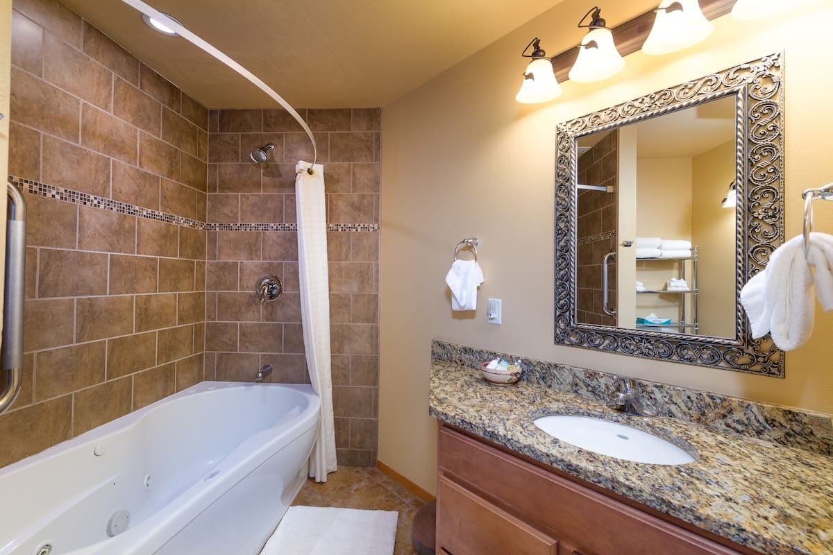 aspen suites 1 bedroom | premium bedding, pillow-top beds, blackout curtains, iron/ironing board