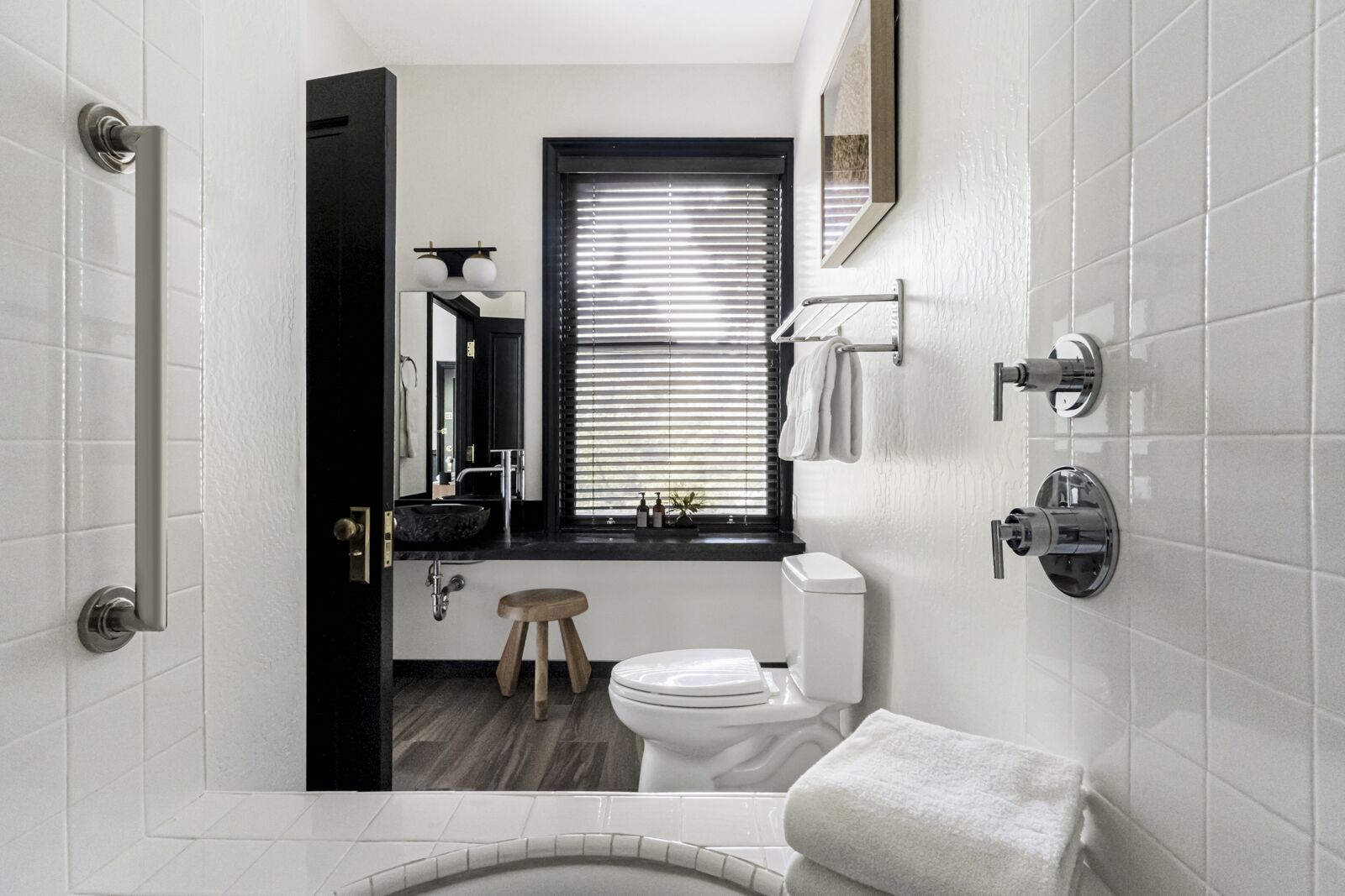 Gaige House King | Bathroom | Designer toiletries, hair dryer, bathrobes, towels
