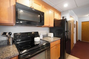 Mini-fridge, microwave, coffee/tea maker