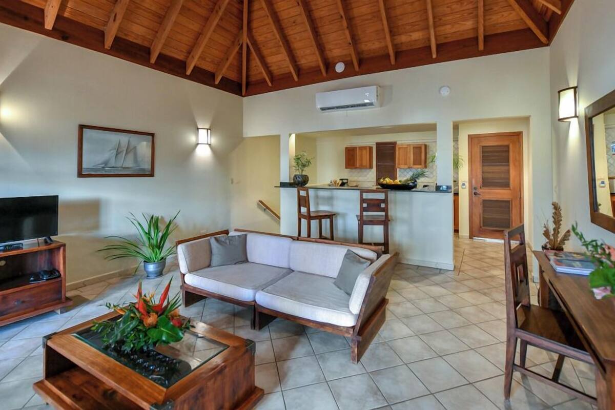 executive suite, 1 bedroom, kitchen, marina view | living area | flat-screen tv