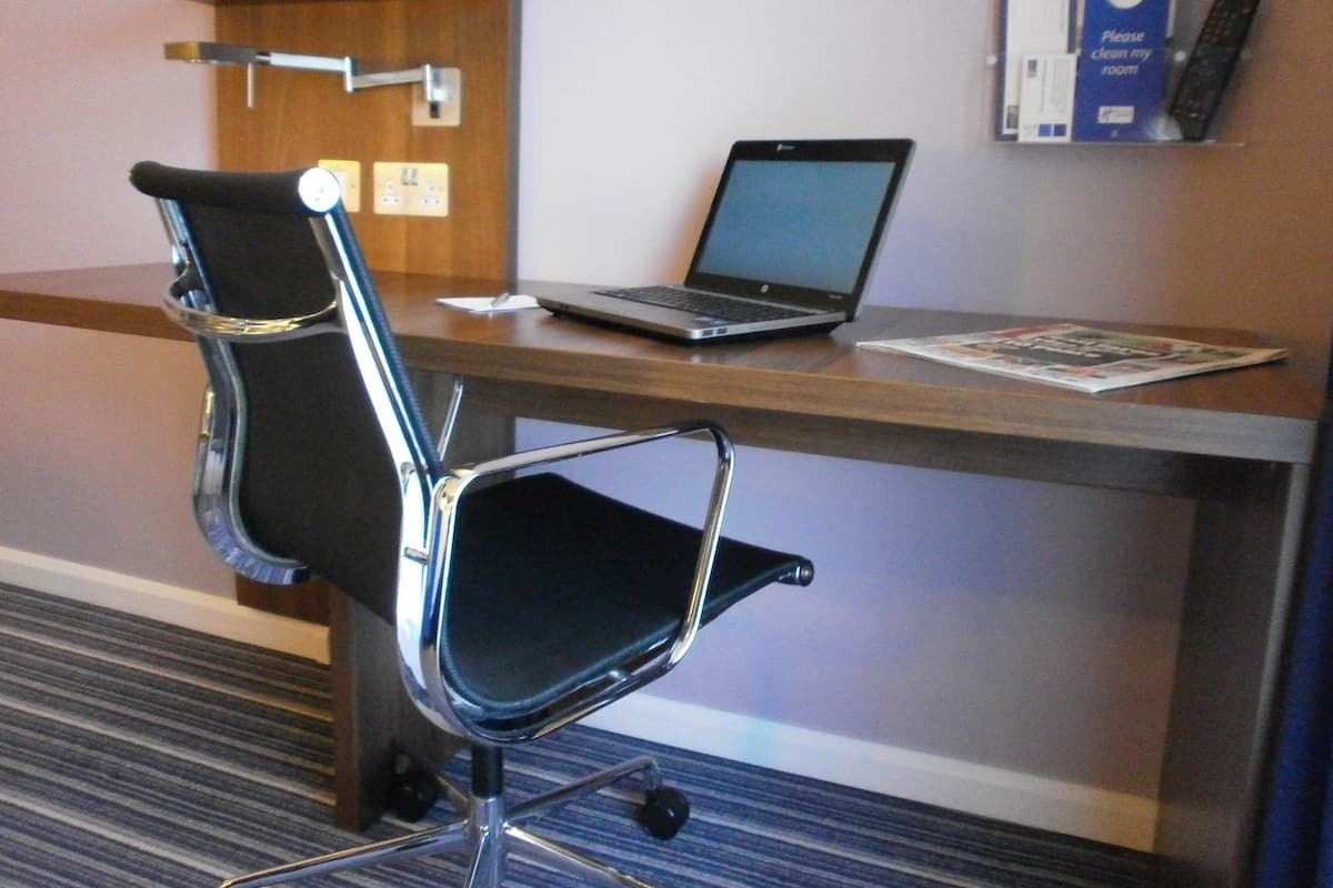 Desk, blackout drapes, iron/ironing board, WiFi (free)