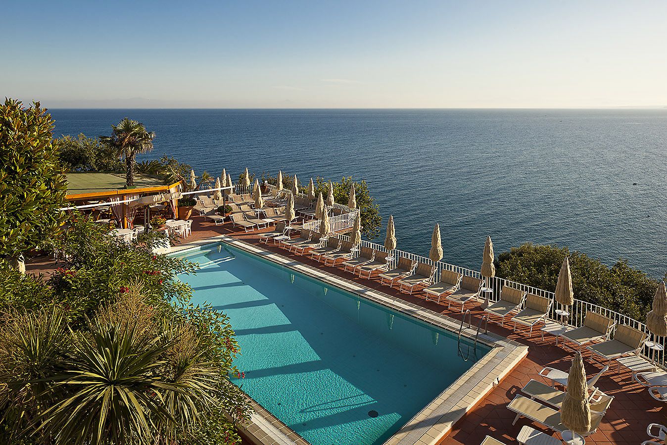 Outdoor pool, a rooftop pool, sun loungers