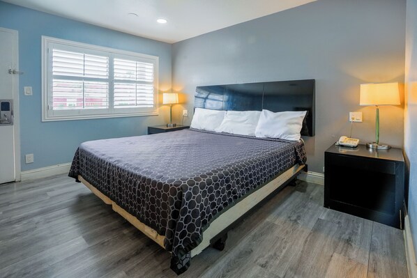 Desk, free WiFi, bed sheets