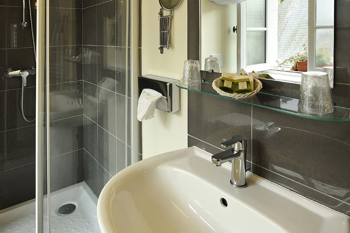 free toiletries, hair dryer, towels