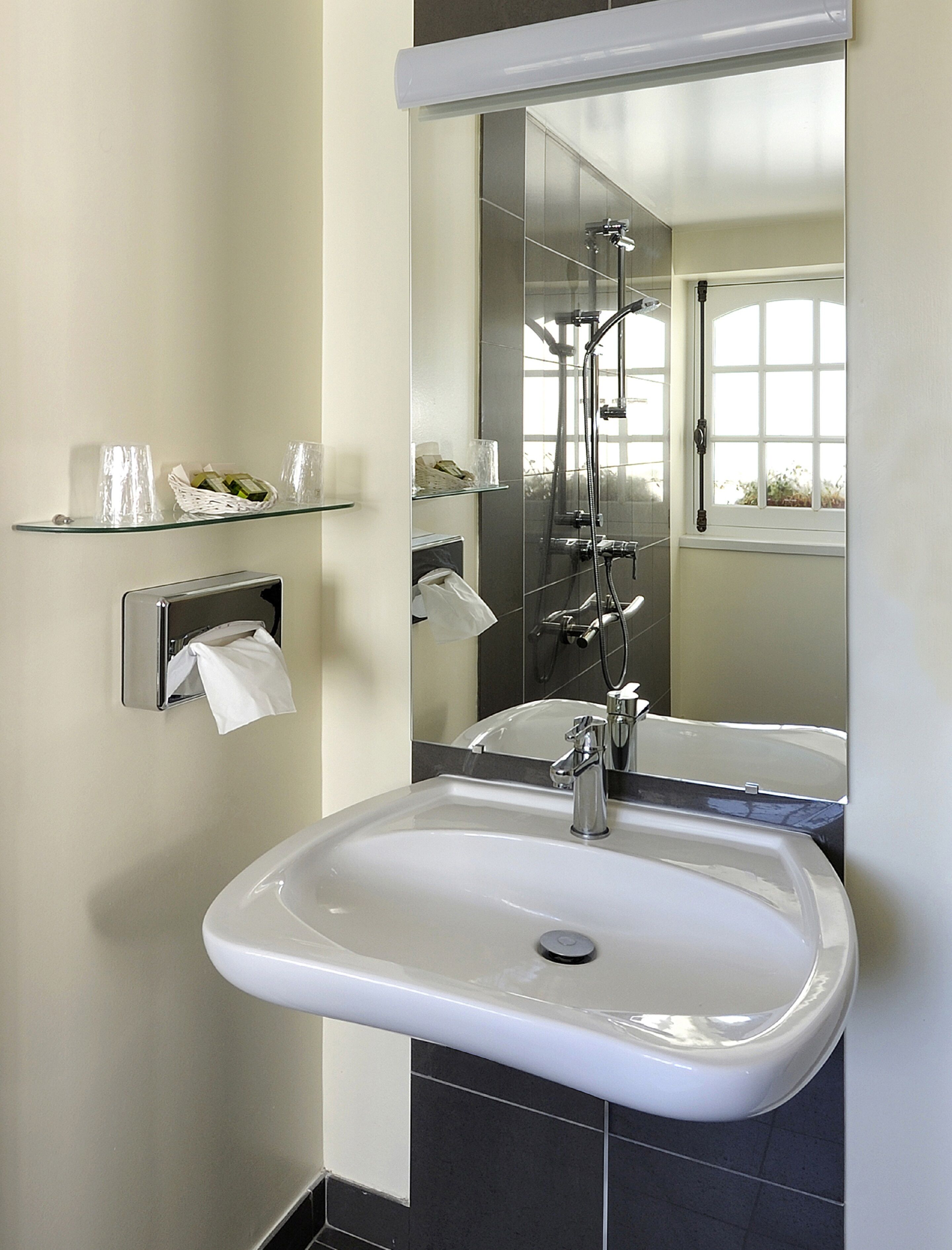 free toiletries, hair dryer, towels