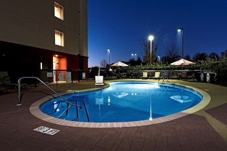 Outdoor pool, open 8:00 AM to 9:00 PM, pool umbrellas, sun loungers