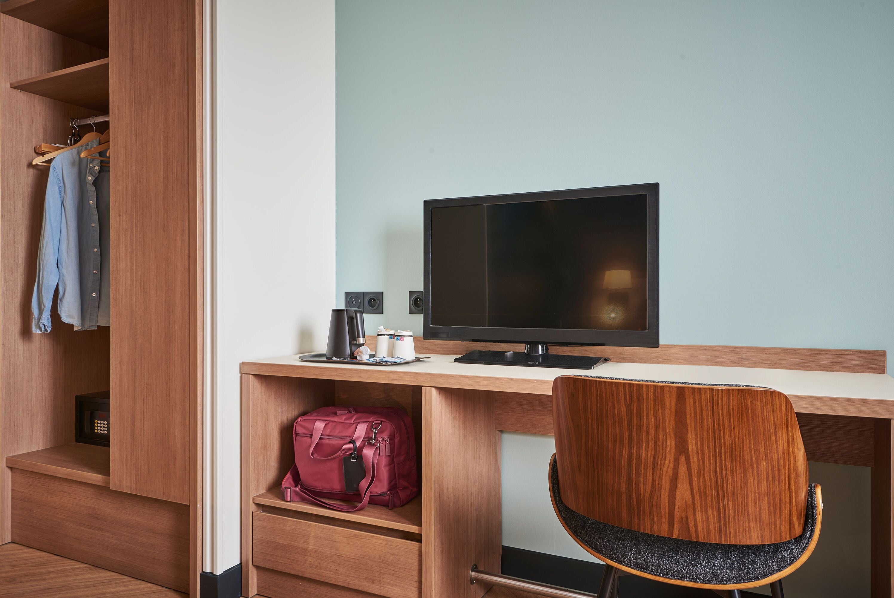 premium bedding, desk, soundproofing, iron/ironing board