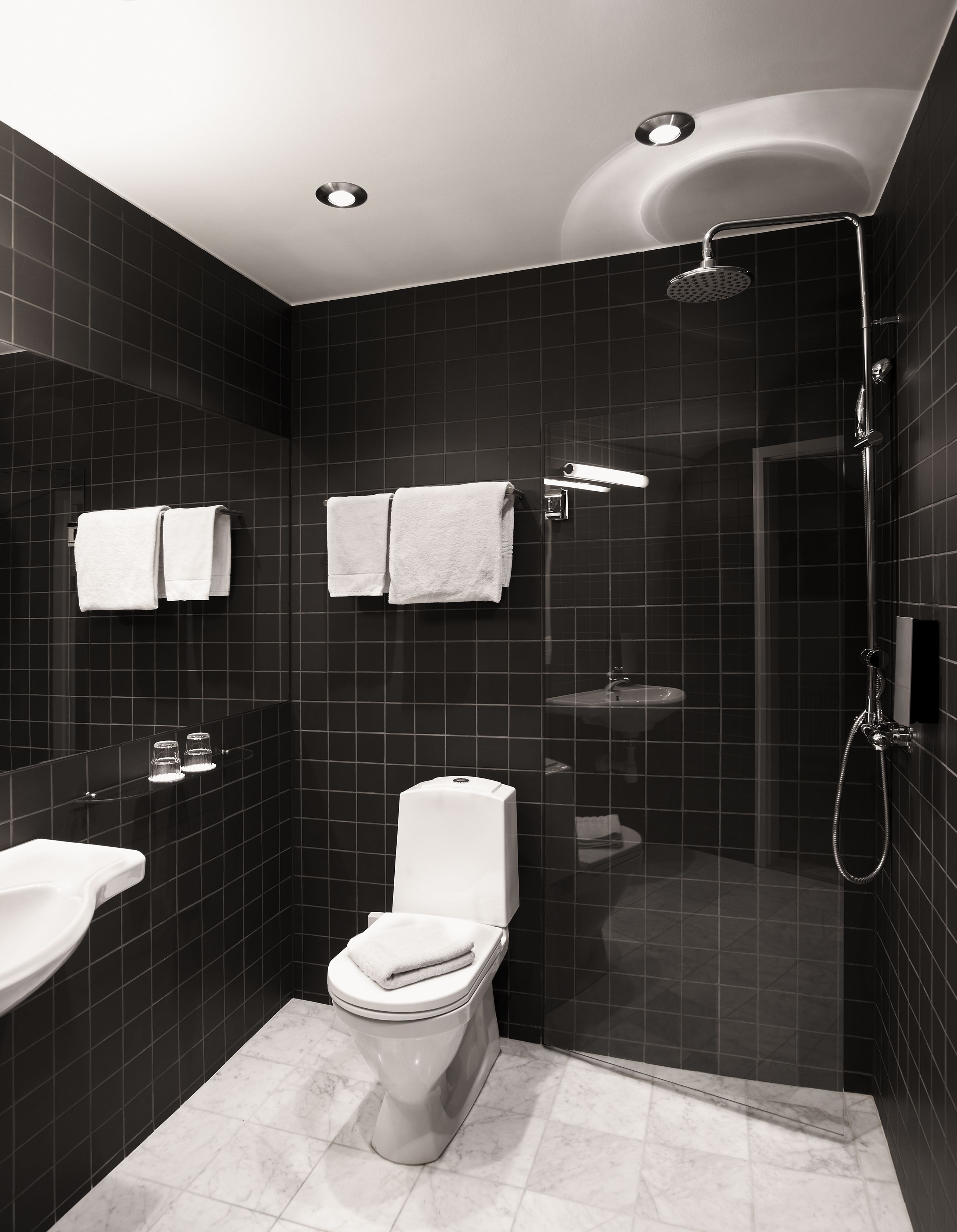 shower, eco-friendly toiletries, hair dryer, towels