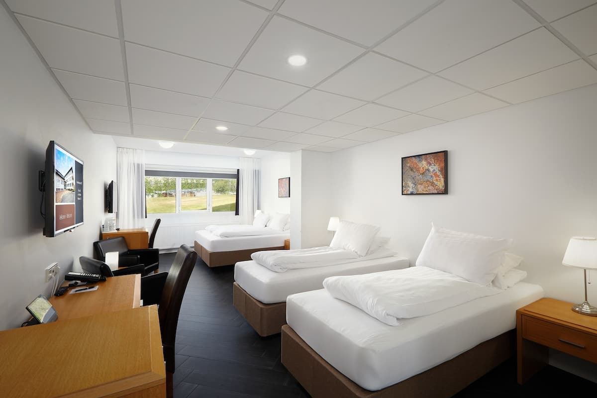 Kamar Keluarga | Seprai antialergi, brankas, meja kerja, dan tirai kedap cahaya