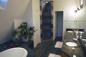 Hair dryer, bathrobes, towels - Modern B&B (Houston)