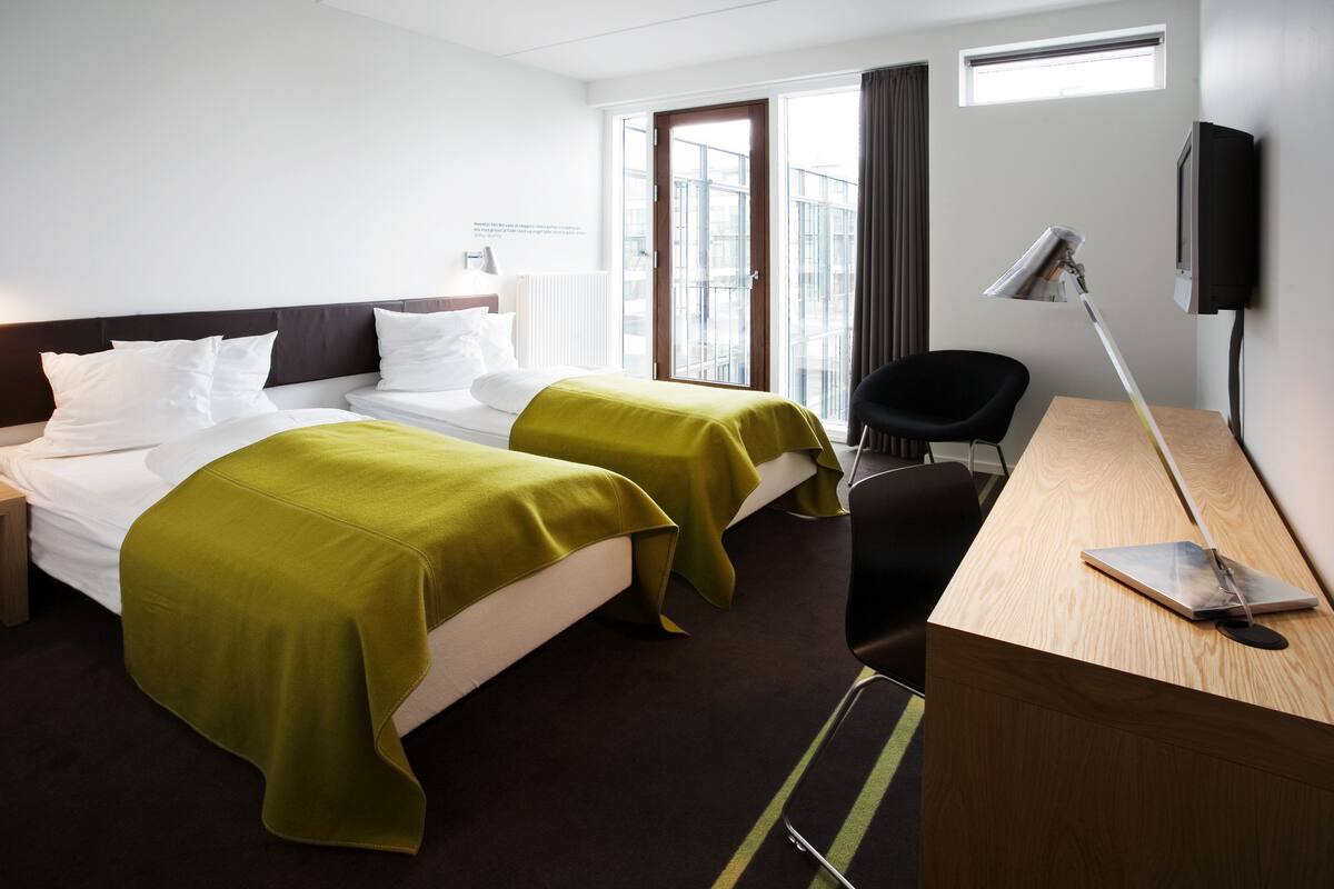 desk, blackout curtains, iron/ironing board, free wifi