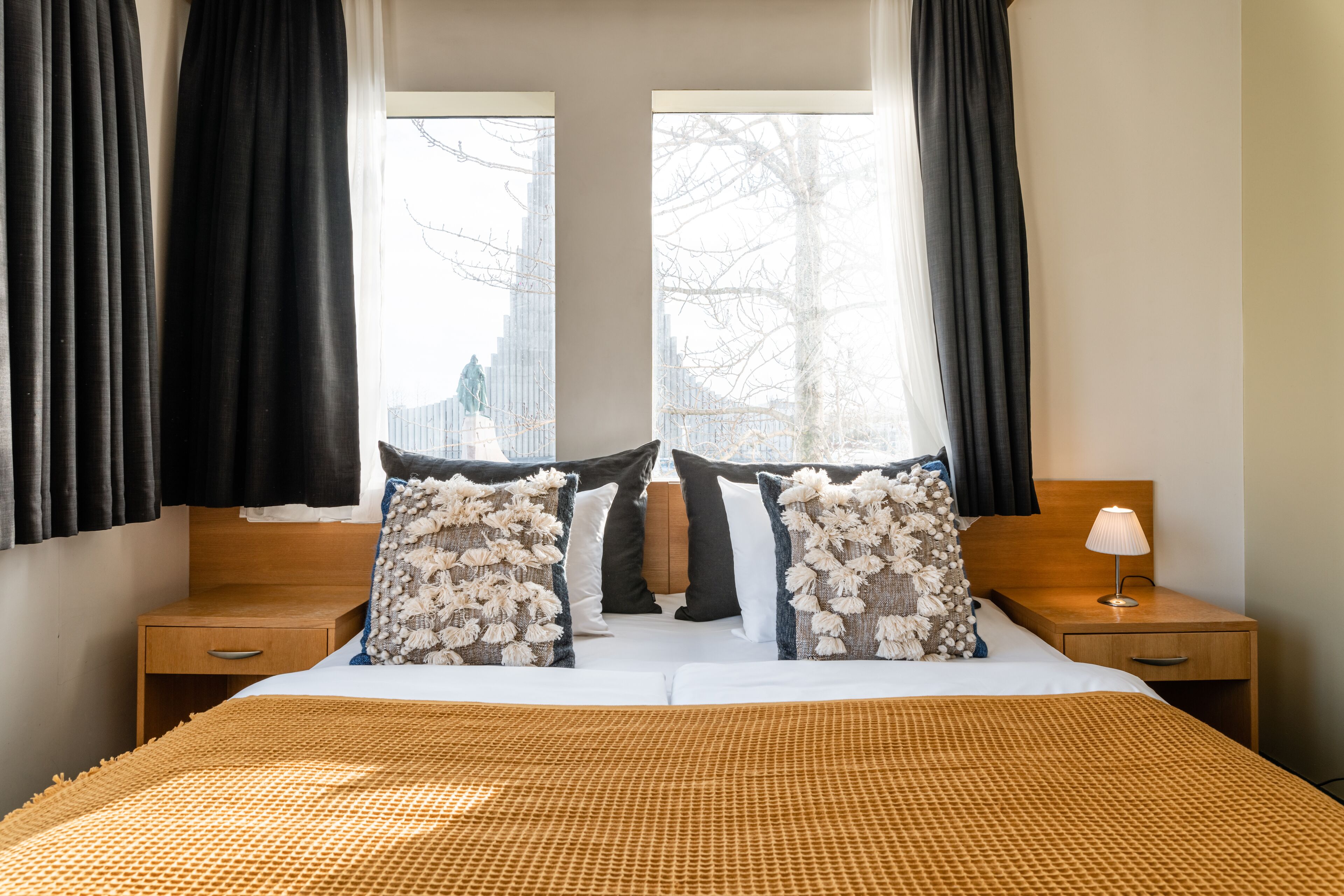 panoramic room with church view | 1 bedroom, hypo-allergenic bedding, blackout curtains, free wifi