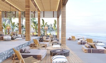 Privatstrand, Cabañas (gegen Gebühr), Liegestühle, Sonnenschirme