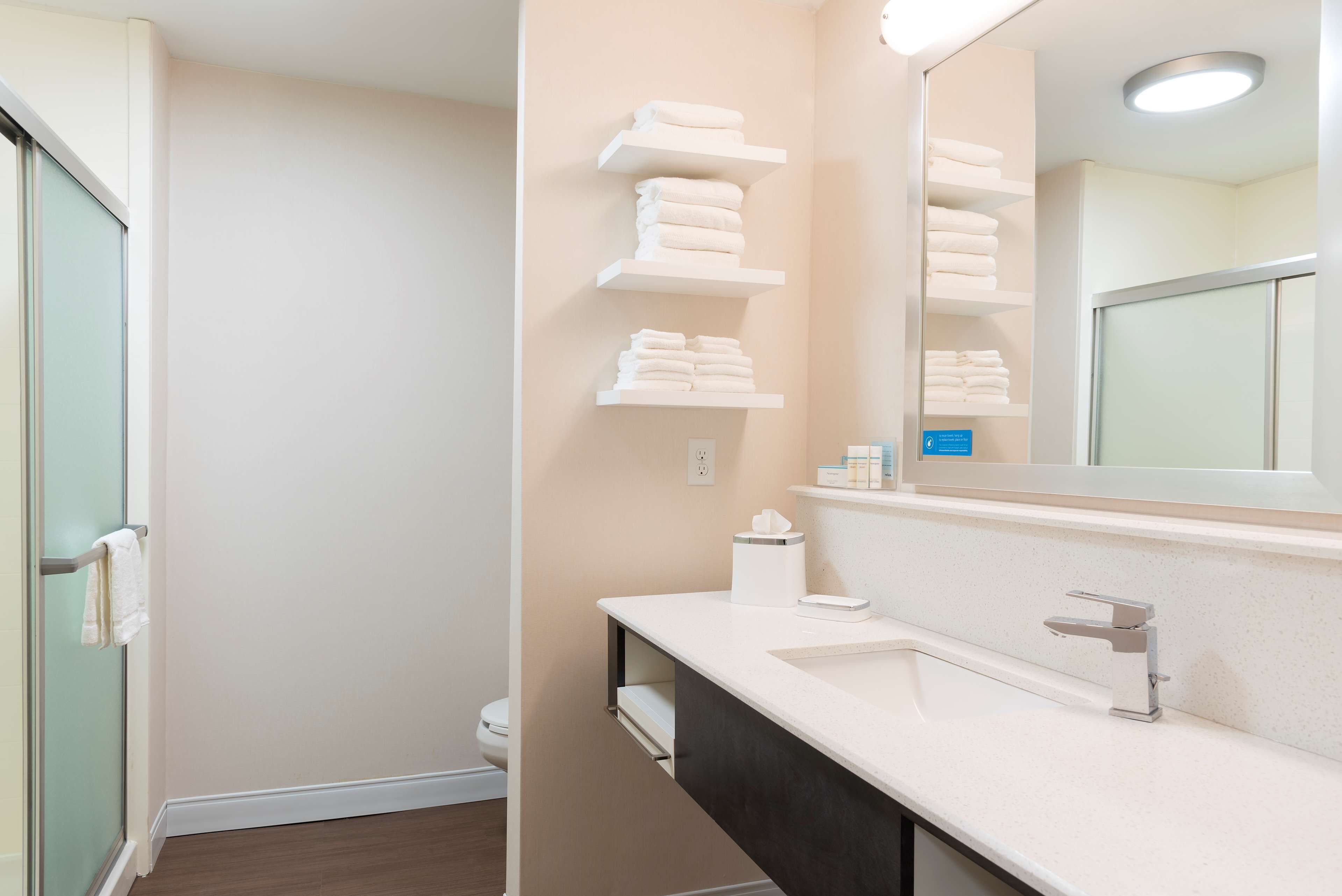 room, 1 king bed | bathroom | hair dryer, towels