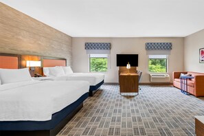 Two queens studio non smoking w sofabed | Living area | 35-inch LCD TV with cable channels, TV, pay films - Hampton Inn & Suites Grove City (Mercer)