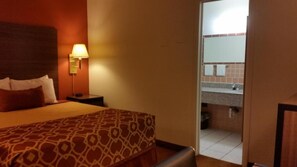 Desk, laptop workspace, blackout drapes, free WiFi