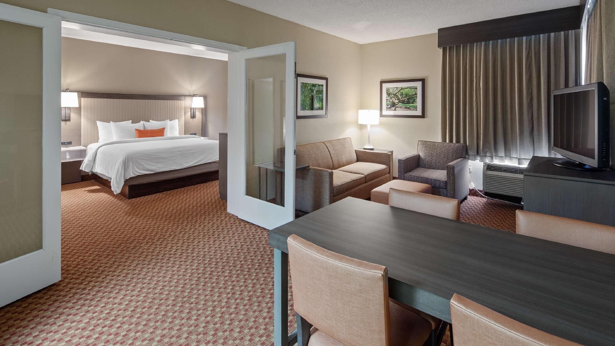 In-room safe, desk, laptop workspace, blackout curtains