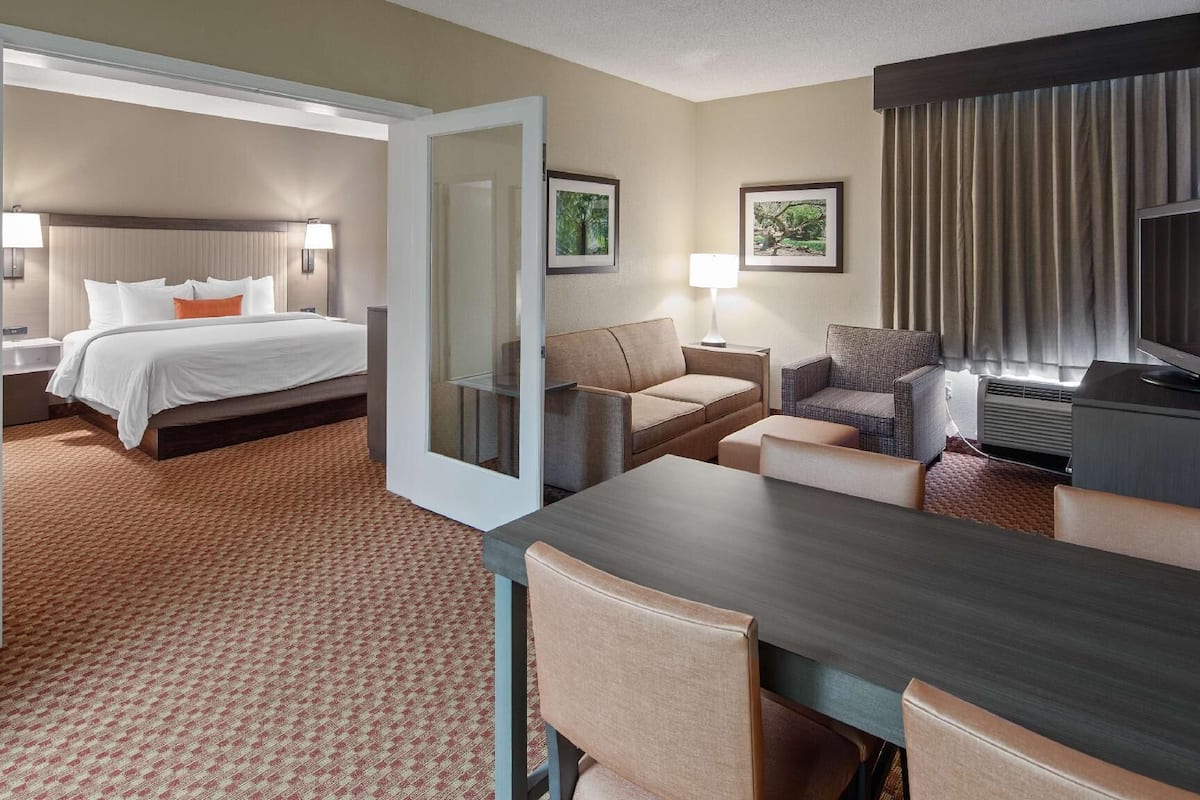 In-room safe, desk, laptop workspace, blackout curtains