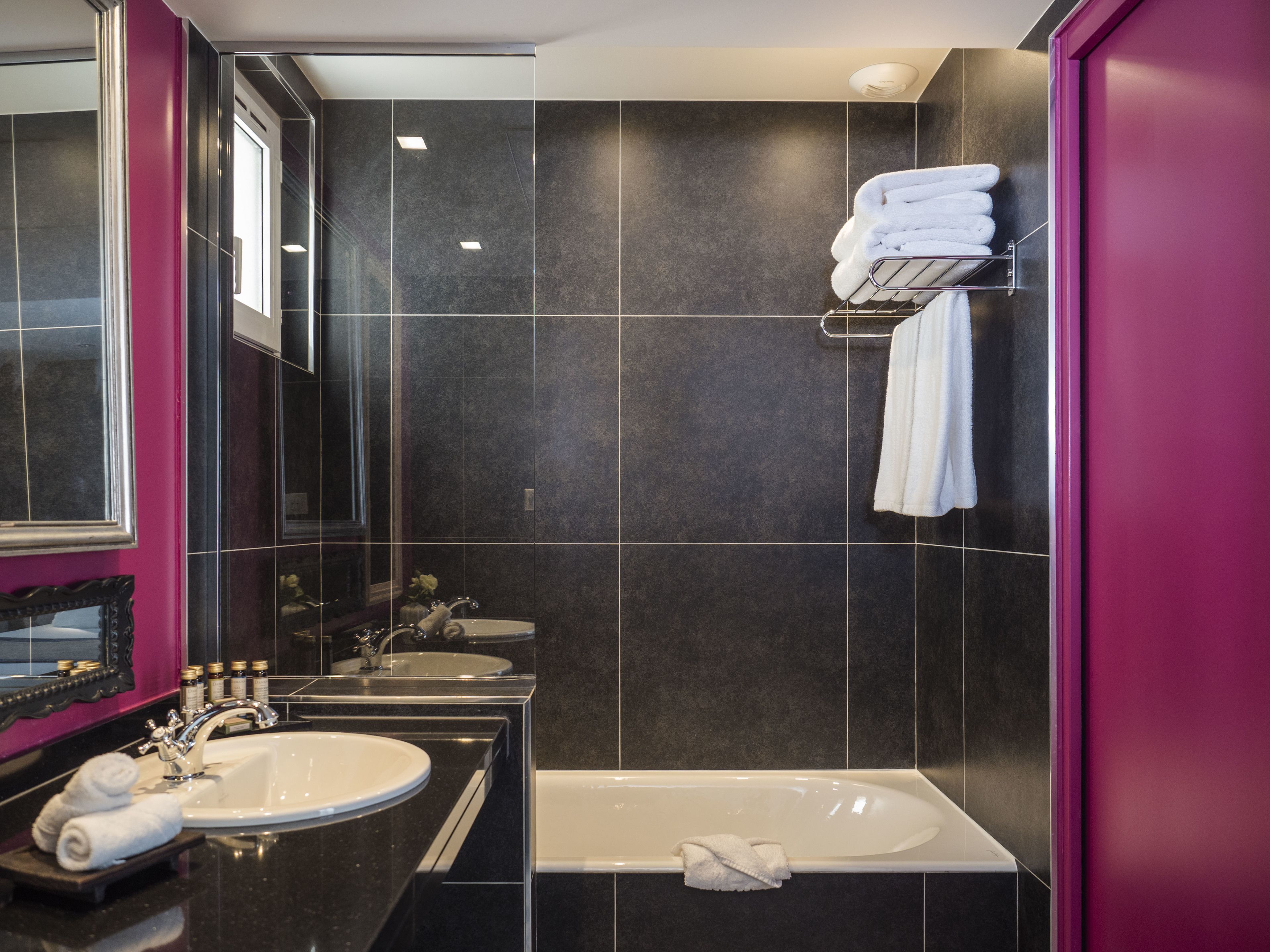 double room | bathroom | designer toiletries, hair dryer, bathrobes, slippers