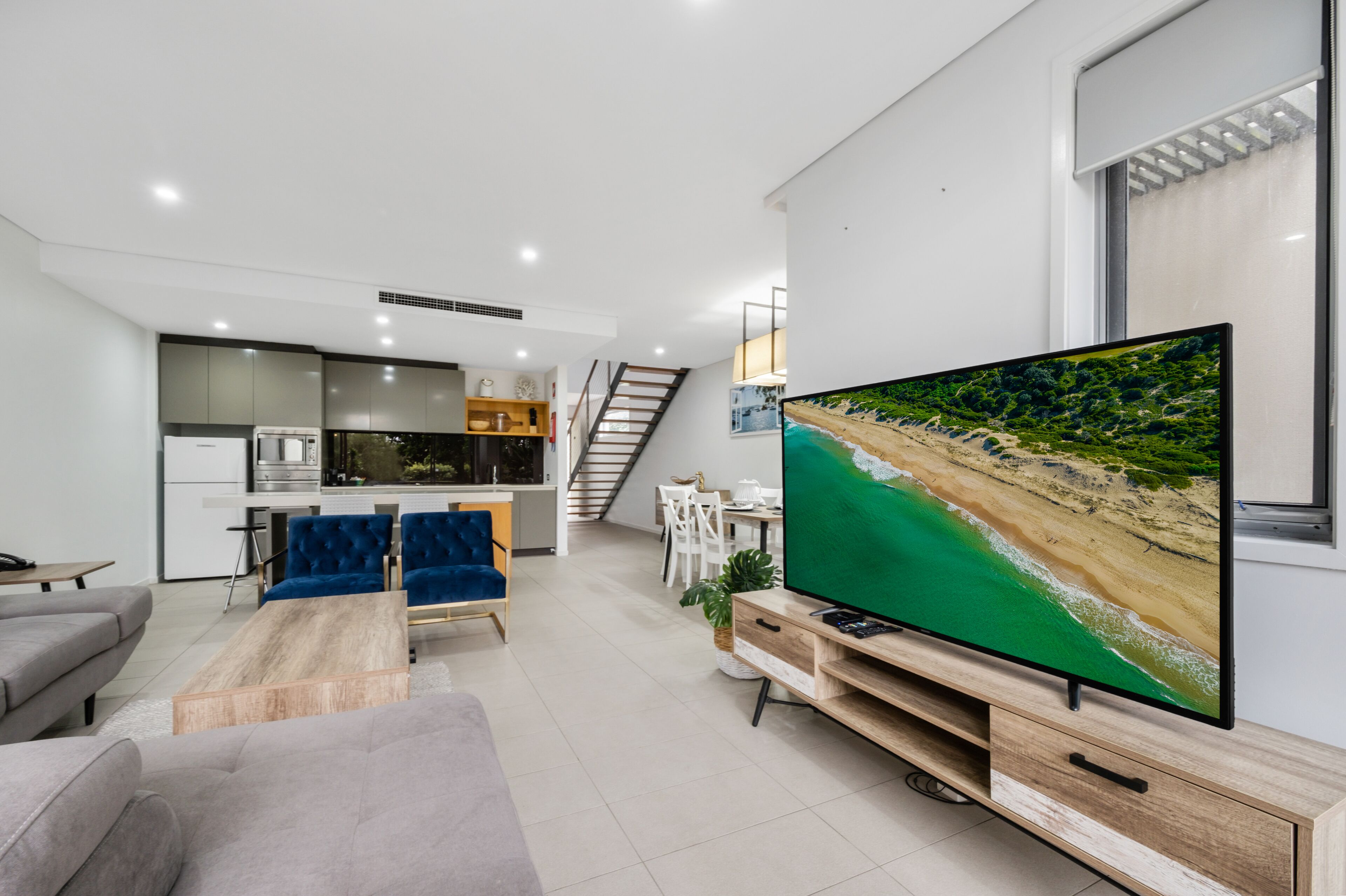 deluxe villa, 3 bedrooms | living area | 44-inch lcd tv with satellite channels, tv, pay films