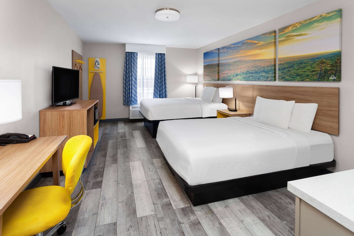 Room, 2 Queen Beds, Accessible, Non Smoking | Desk, laptop workspace, blackout curtains, iron/ironing board