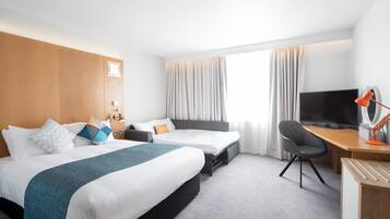 In-room safe, desk, laptop workspace, blackout curtains