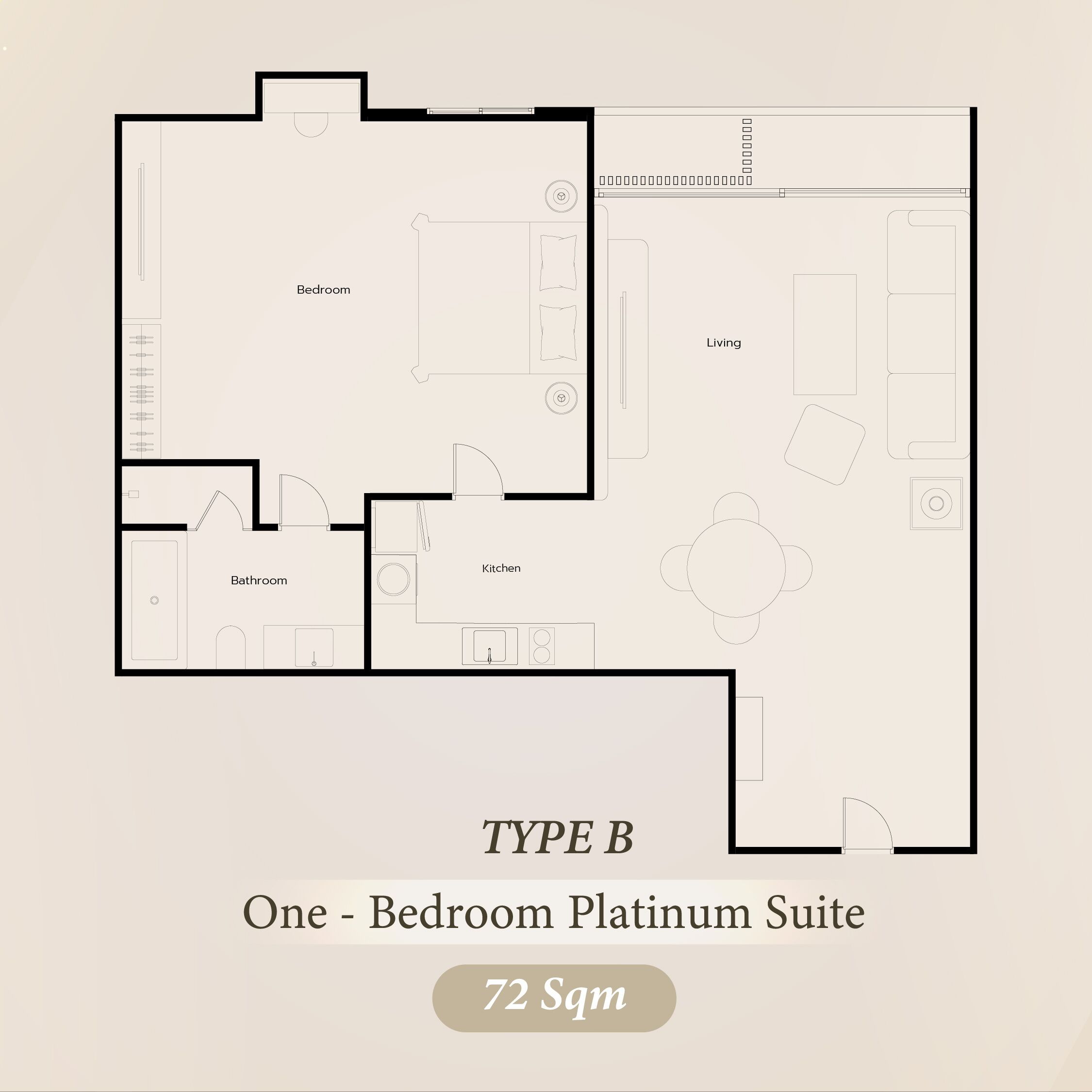 one bedroom platinum suite | floor plan