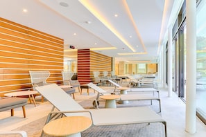 Indoor pool, 2 outdoor pools, open 7:00 AM to 9:00 PM, pool loungers
