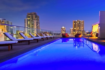 Outdoor pool, cabanas (surcharge), pool umbrellas at Andaz San Diego, by Hyatt