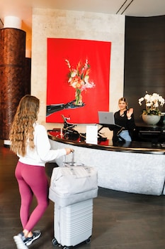 Hotel entrance and lobby at Andaz San Diego, by Hyatt