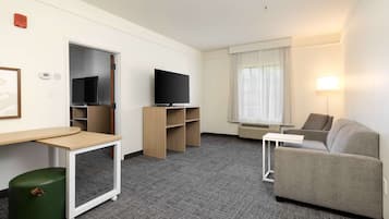 55-inch flat-screen TV with cable channels, TV