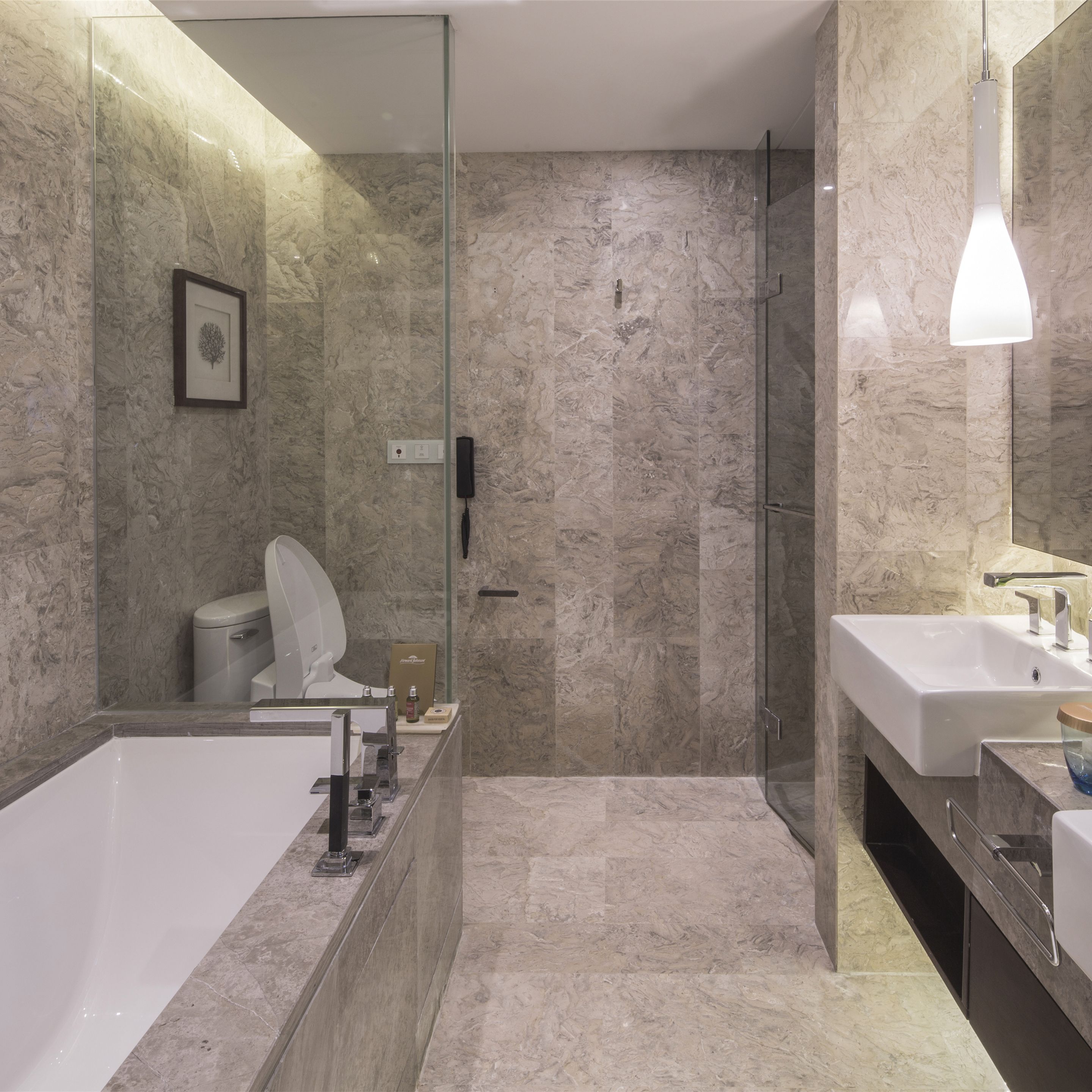 free toiletries, hair dryer, slippers, towels