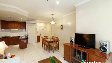 32-inch LCD TV with satellite channels, TV, DVD player