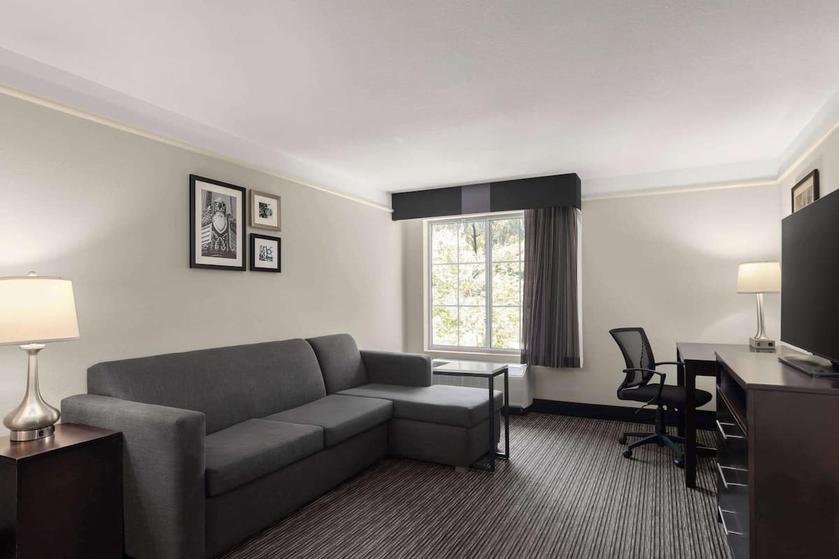 deluxe suite, 1 king bed, non smoking | premium bedding, desk, blackout curtains, iron/ironing board