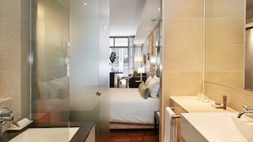 Luxury Studio, City View | Bathroom | Combined shower/tub, deep soaking tub, rainfall showerhead