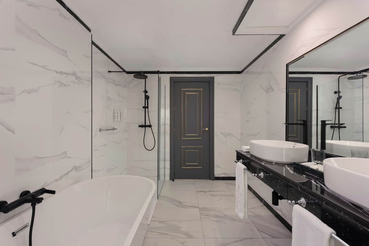 free toiletries, hair dryer, bathrobes, slippers