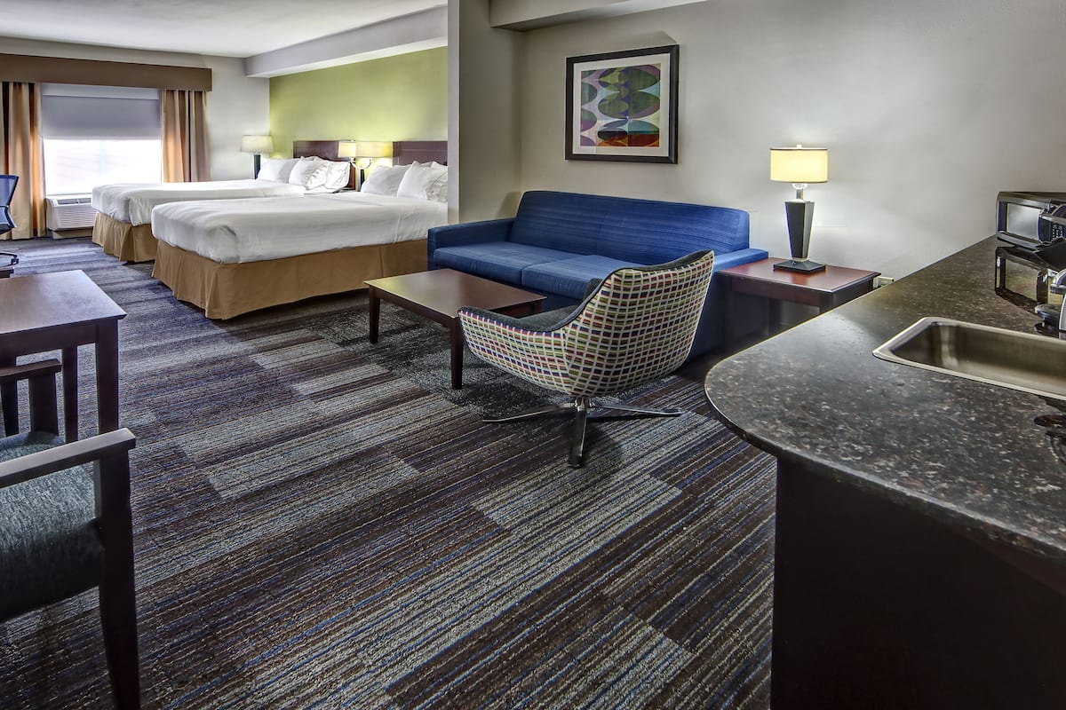 executive suite, 2 queen beds, non smoking | 1 bedroom, desk, laptop workspace, blackout curtains