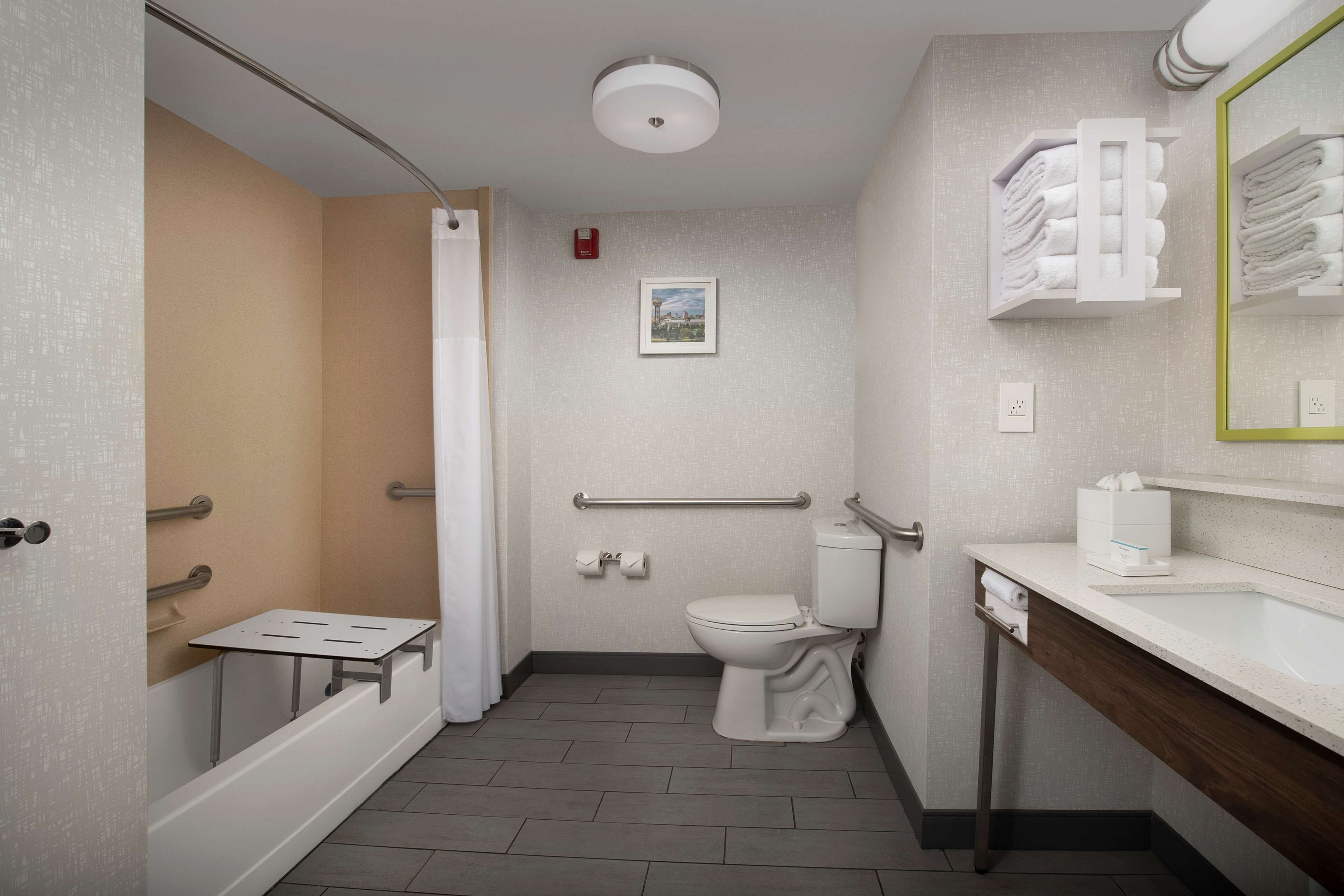 room, 2 queen beds, accessible, bathtub (mobility/hearing) | bathroom | free toiletries, hair dryer, towels, soap