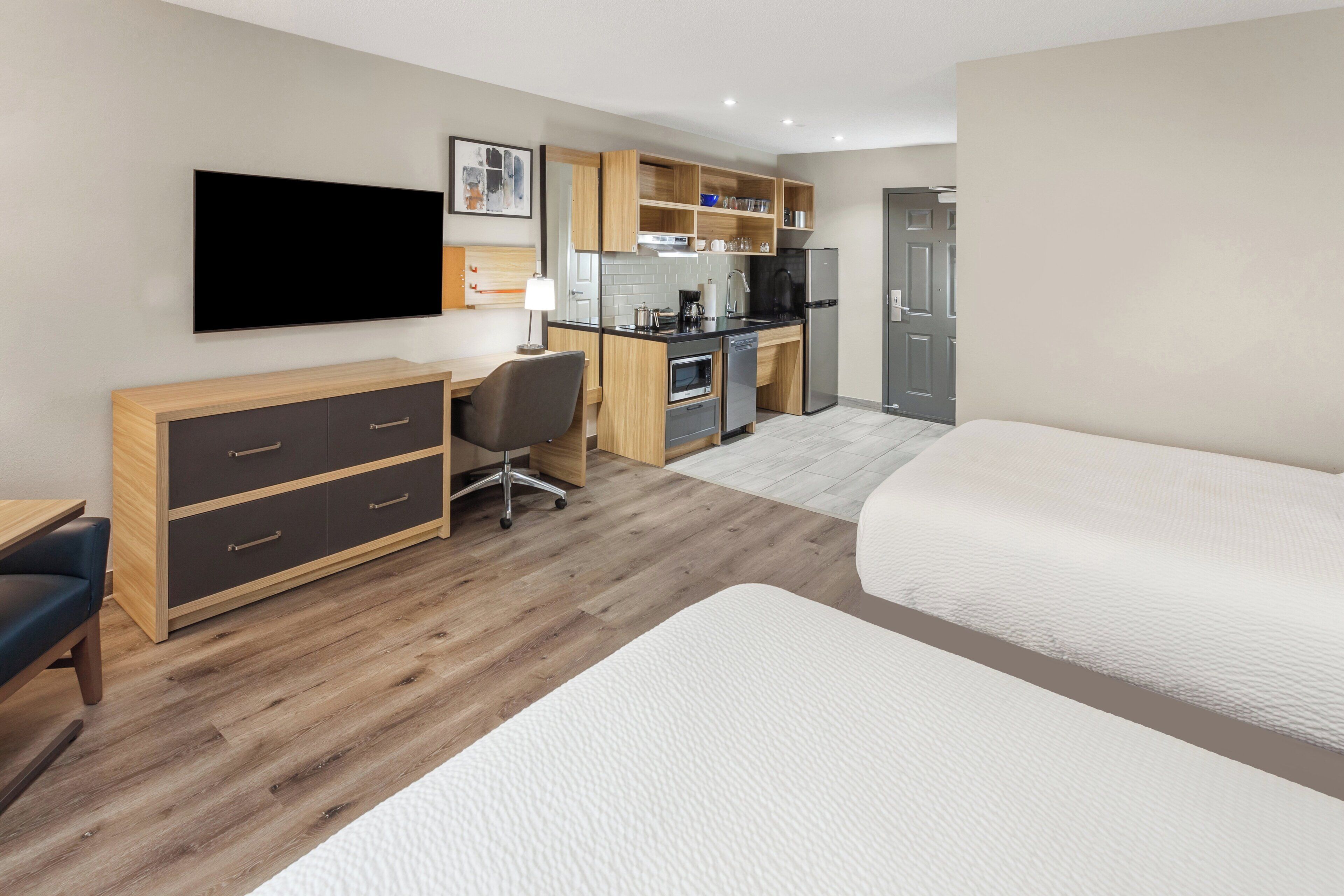 Room, 2 Double Beds, Accessible (Mobility, Roll-In Shower) | Desk, laptop workspace, blackout drapes, soundproofing