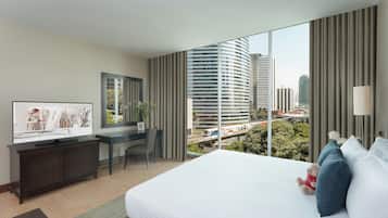 In-room safe, desk, laptop workspace, soundproofing