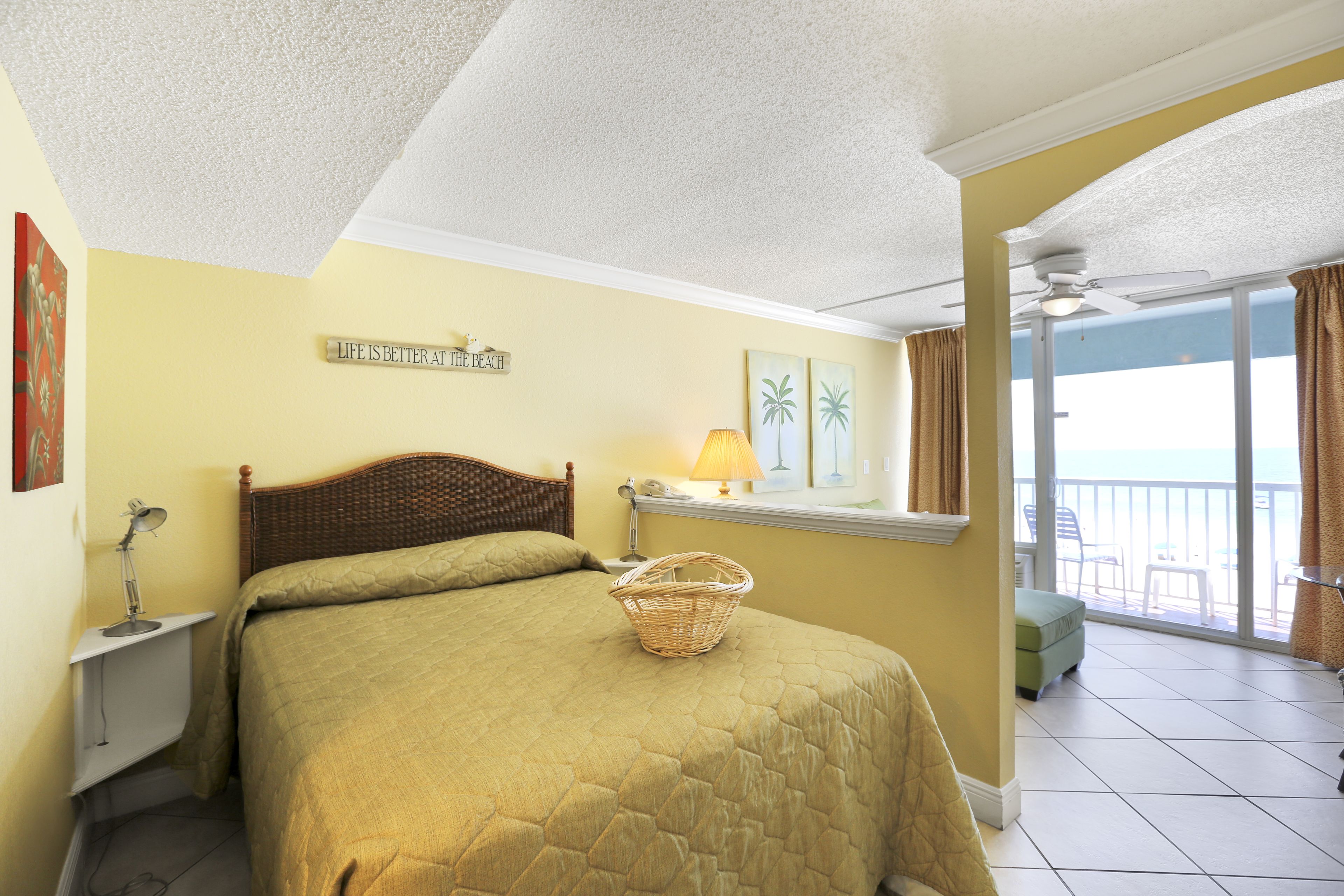 studio, one queen and one sofa bed, beachfront | iron/ironing board, cots/infant beds, bed sheets