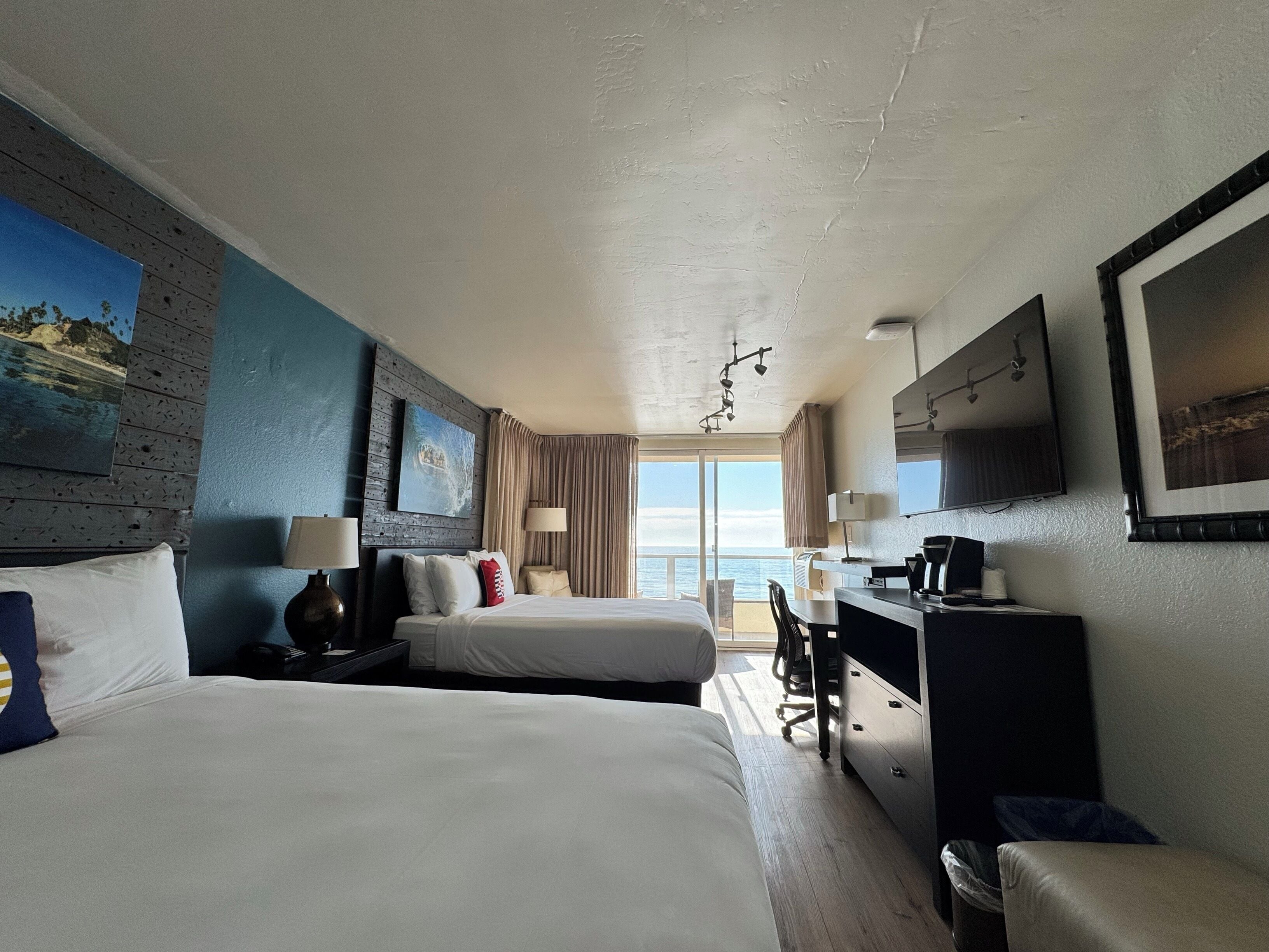 Room, 2 Queen Beds, Balcony, Oceanfront | Blackout drapes, iron/ironing board, free cribs/infant beds, bed sheets