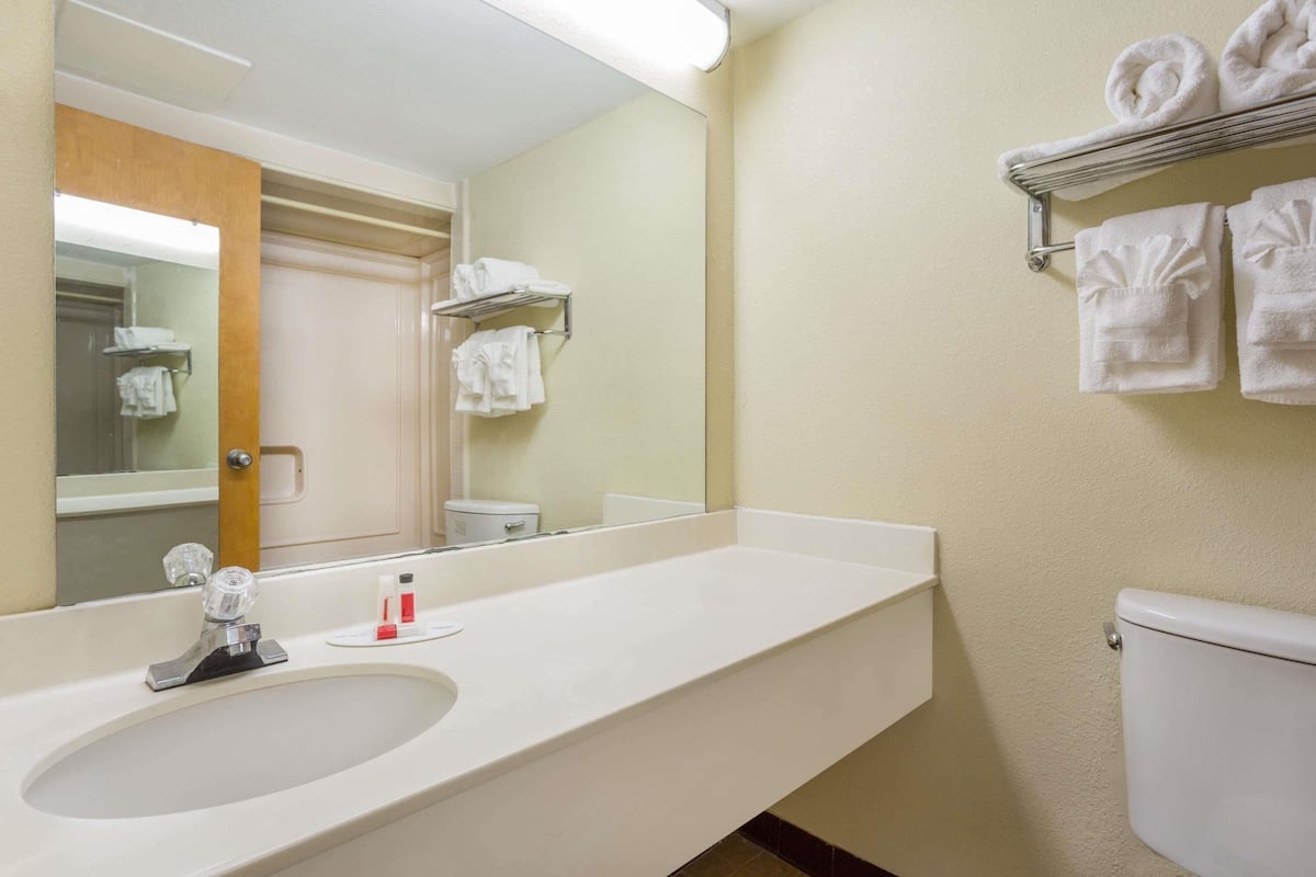 Bathroom | Combined shower/tub, free toiletries, hair dryer, towels