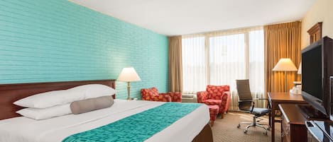 In-room safe, desk, laptop workspace, blackout curtains