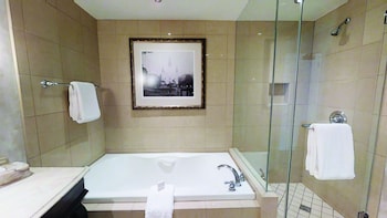 Pillowtop beds, in-room safe, desk, laptop workspace at Harrahs New Orleans - A Caesars Rewards Destination