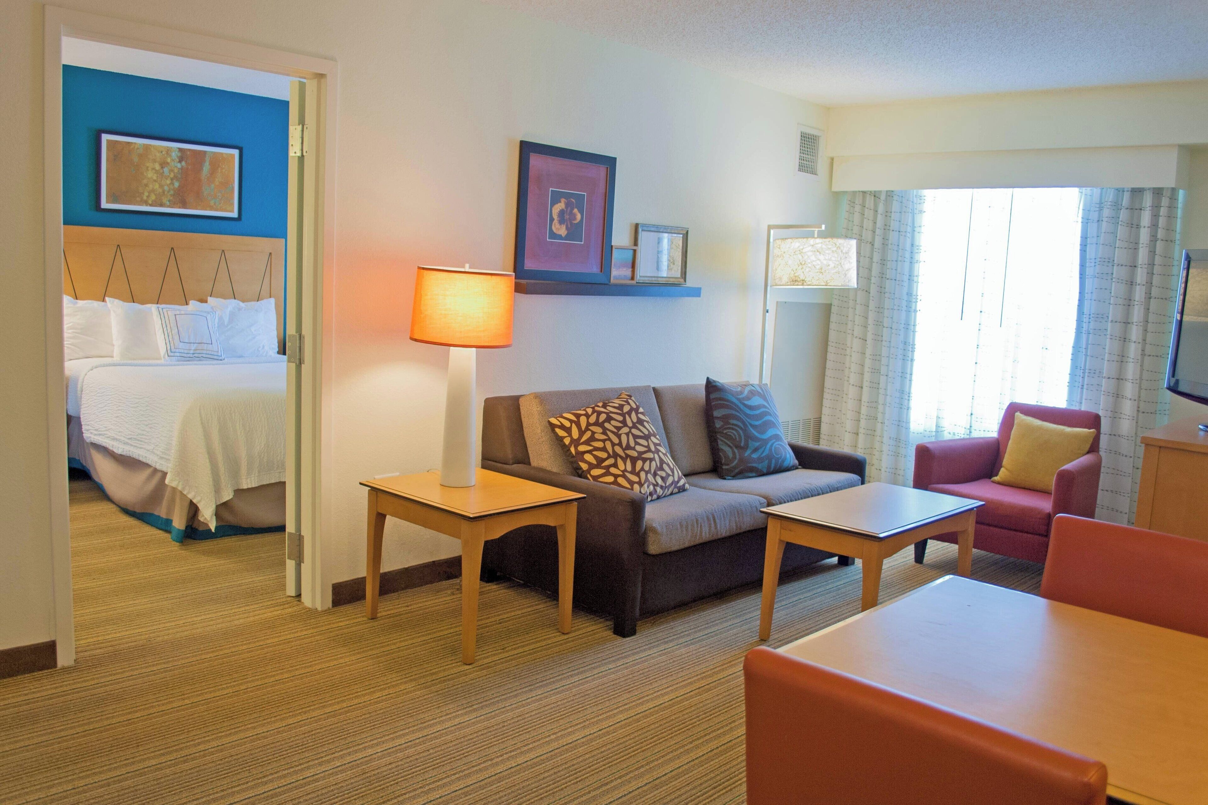 1 bedroom, desk, blackout curtains, iron/ironing board