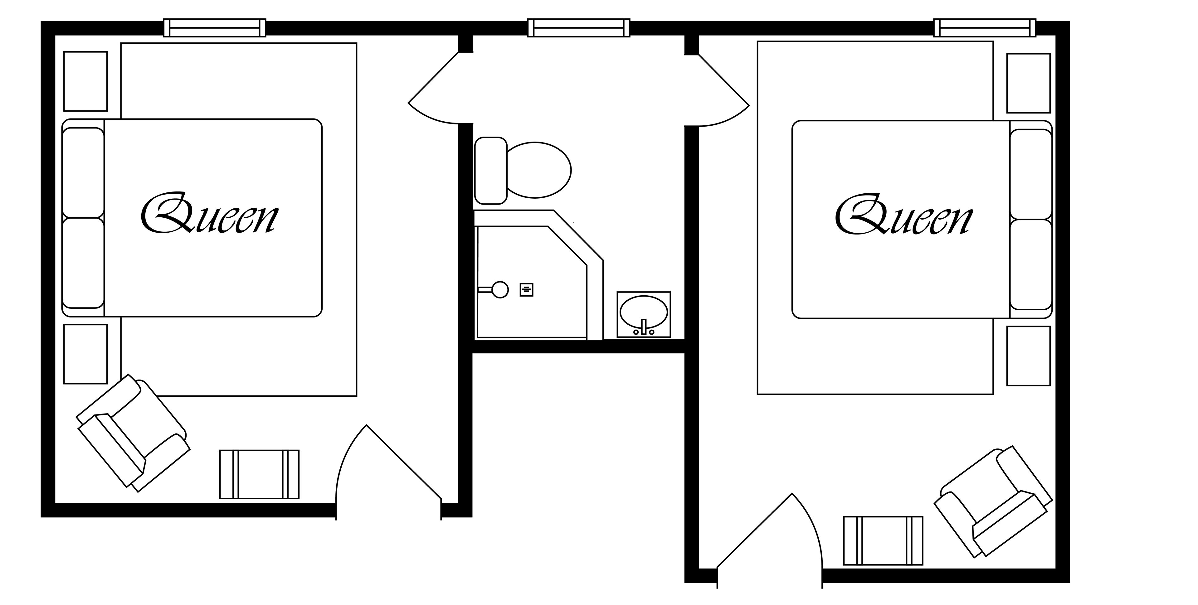 two room double queen - suite 14 | floor plan