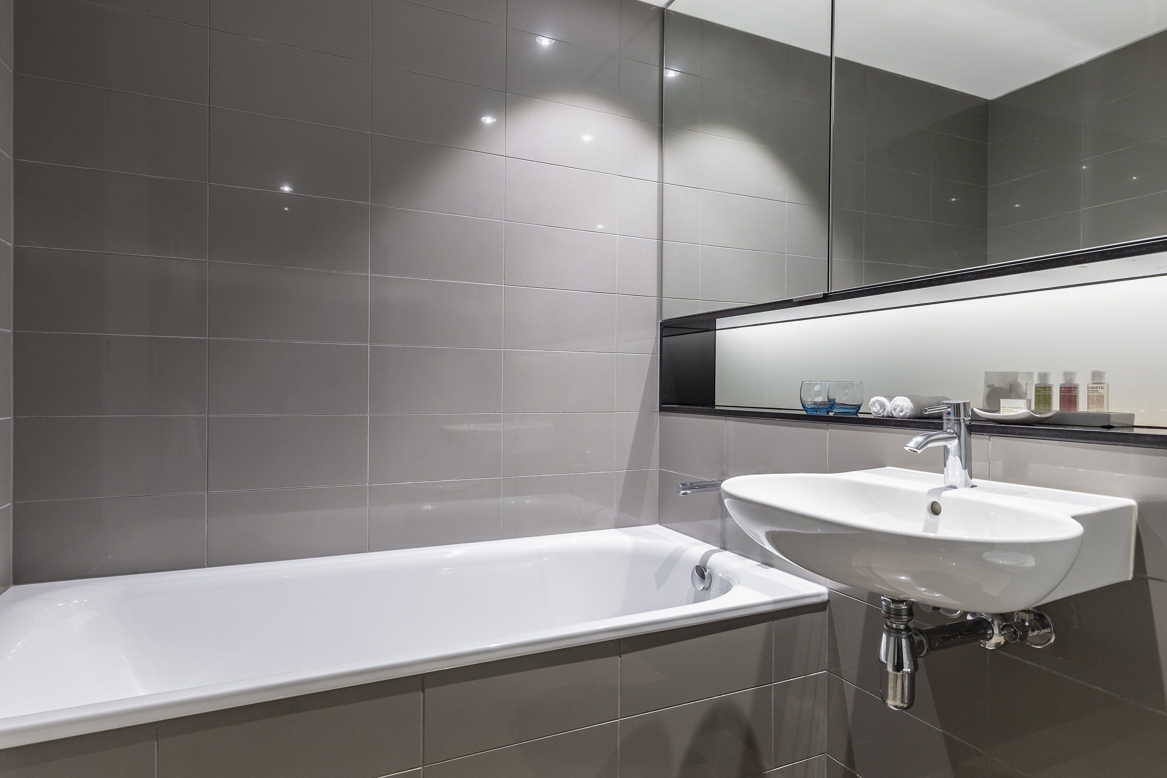 free toiletries, hair dryer, slippers, towels