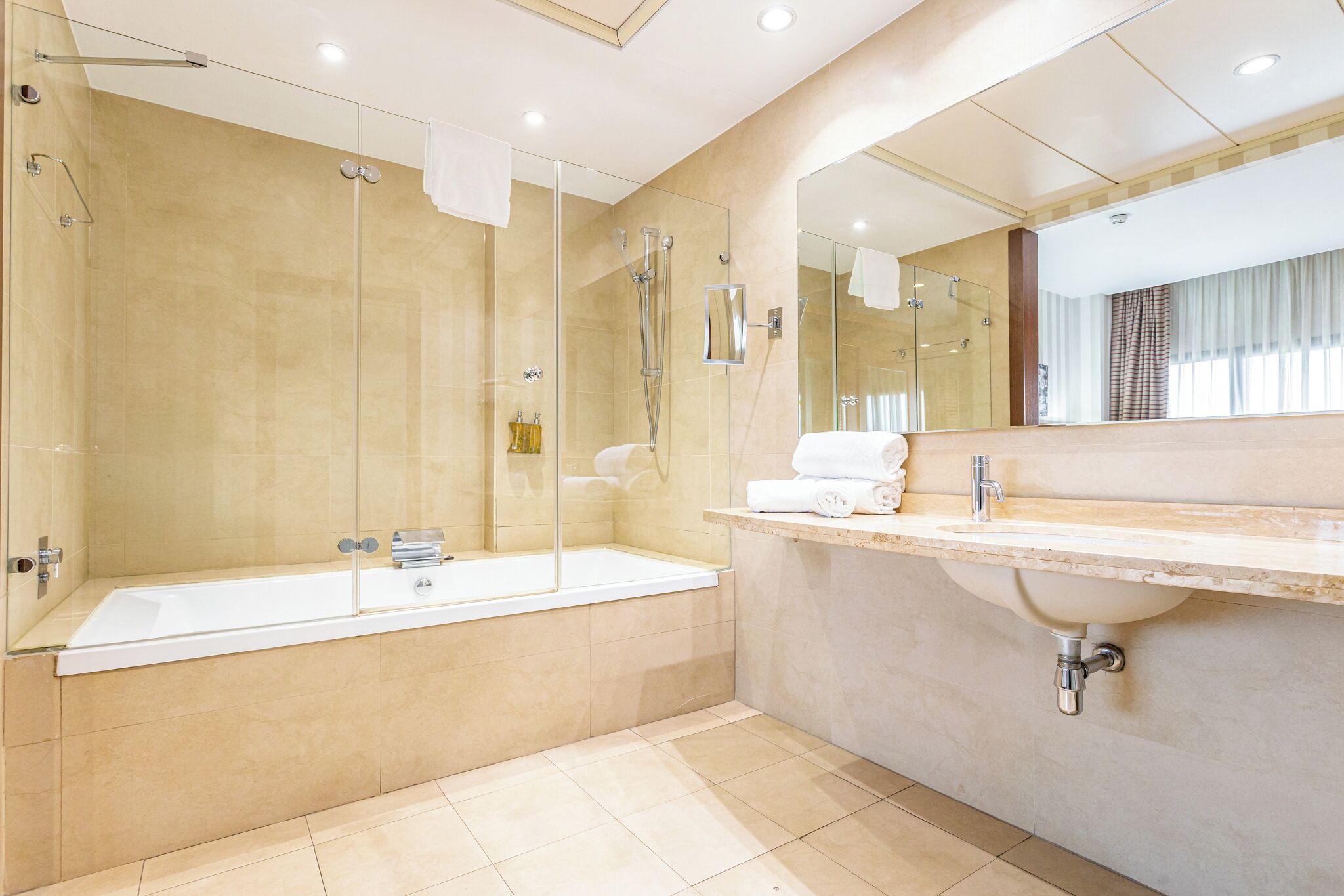 free toiletries, hair dryer, towels