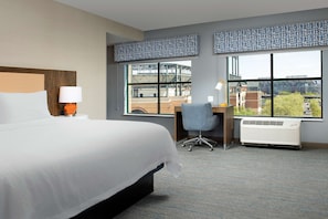 Bureau, espace de travail pour ordinateur portable, rideaux occultants